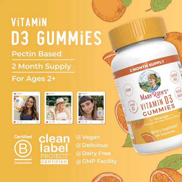 Vitamina D3 en gomitas / Vitamin D3 Gummies, Lemon Strawberry Orange, 60 ct