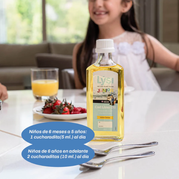 Aceite de Higado de Bacalao Junior Sabor Limón (240 ml), Lysi