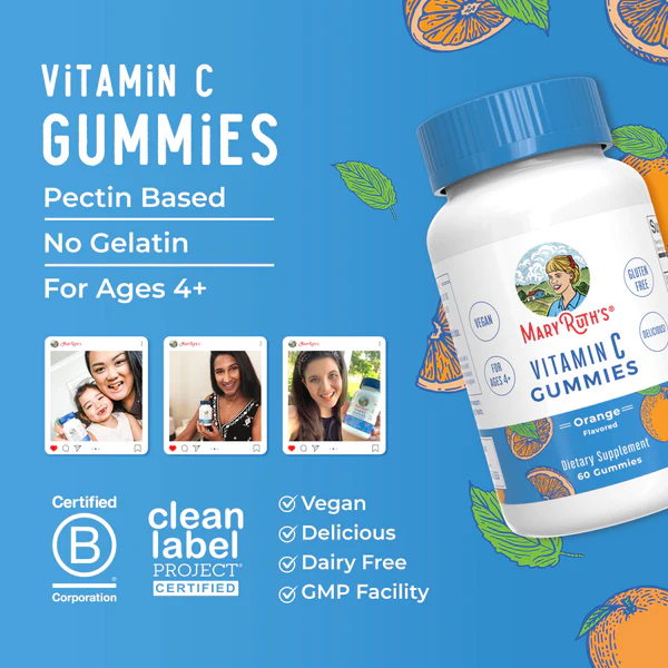Vitamina C en gomitas (60 gomitas) / Vitamin C Gummies, Cherry Orange & Grape, (60t)