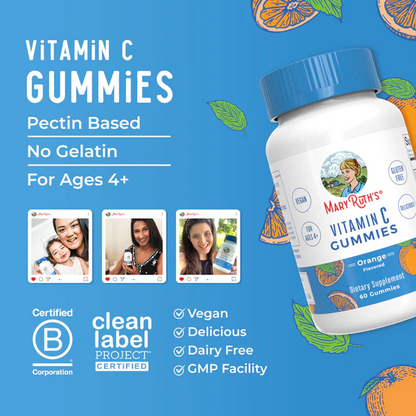 Vitamina C en gomitas (60 gomitas) / Vitamin C Gummies, Cherry Orange & Grape, (60t)