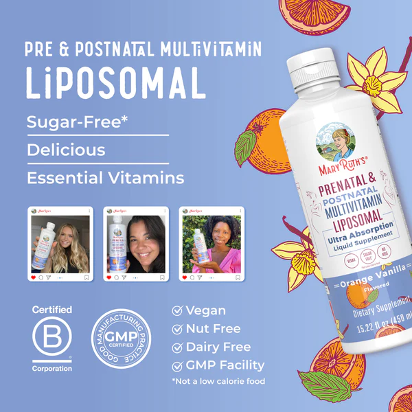 Multivitamínico liposomal prenatal y posnatal 15.22oz (450.10ml) / Prenatal Postnatal Multivitamin Liposomal, Orange Vanilla, (15.22oz)