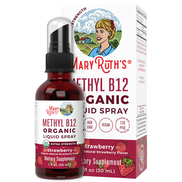 Vitamina B12, 720 mcg en Aerosol, Fresa, Org, (1 fl oz/ 30 ml), Mary Ruth´s