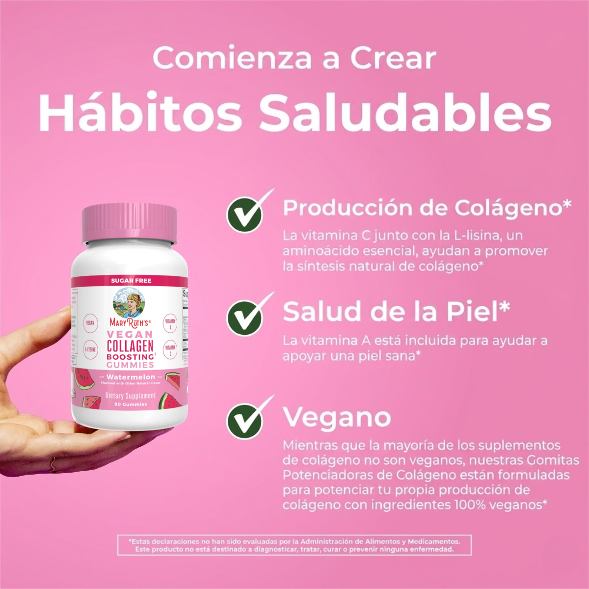 Gomitas potenciadoras de colágeno/ Collagen Boosting Gummies, Watermelon, 90 ct