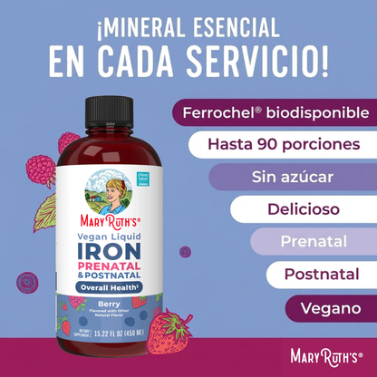 Hierro líquido prenatal y posnatal (473ml) / Prenatal Postnatal Iron Liquid, Berry (16oz)