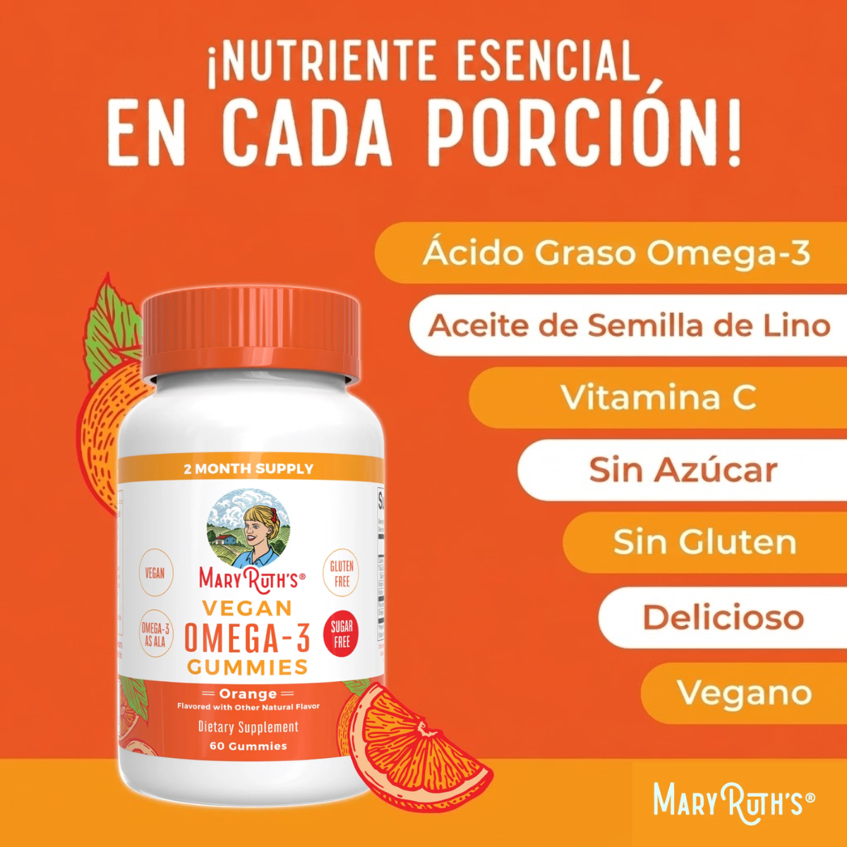 Omega-3 en Gominolas Veganas (60 gomitas), Mary Ruth´s