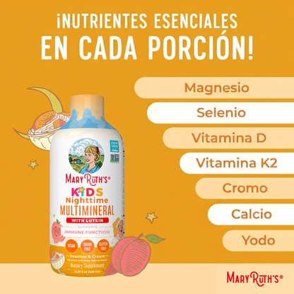 Multimineral Nocturno para Niños Sabor Durazno Cremoso, Liquido (15.22 fl oz 450 ml), Mary Ruth's