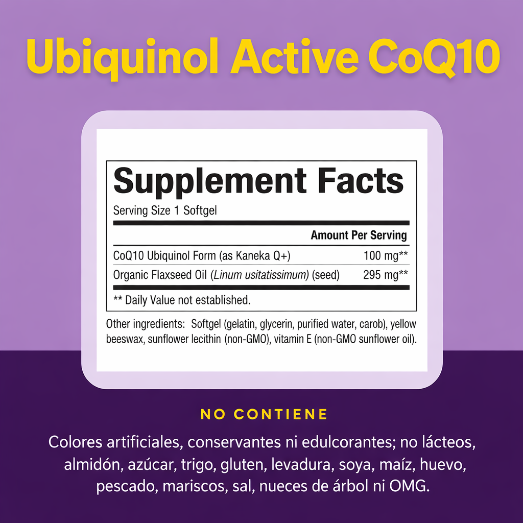 Ubiquinol Activo CoQ10 100 mg 30 sg, Natural Factors