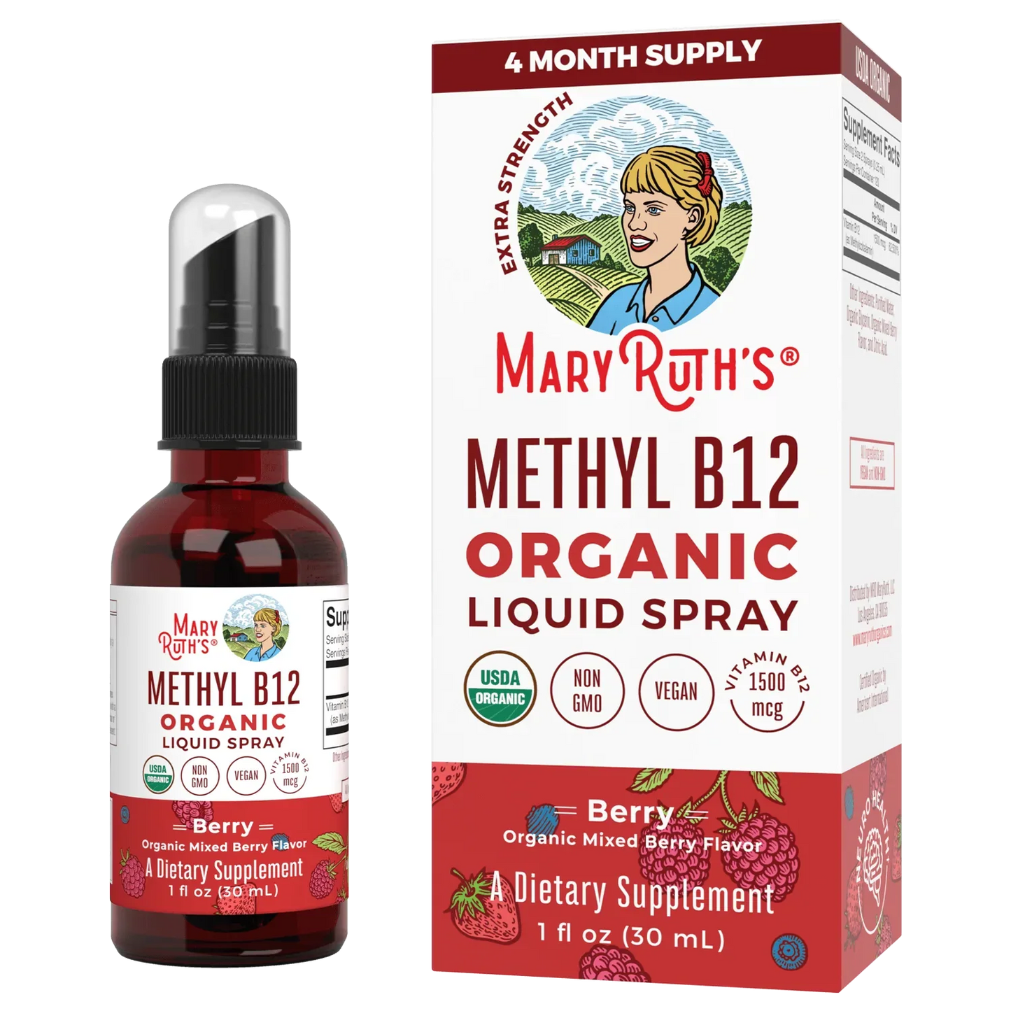 Spray orgánico de metilo B12 (30ml) / Vitamin B12 Spray, Berry, Org, (1oz)