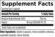 Betaína HCl 750 mg con Pepsina (120 caps), Designs for Health