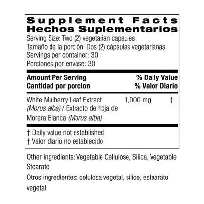 Extracto De Hoja De Mora Blanca 1,000 Mg, (60 Capsulas), Bio Nutrition