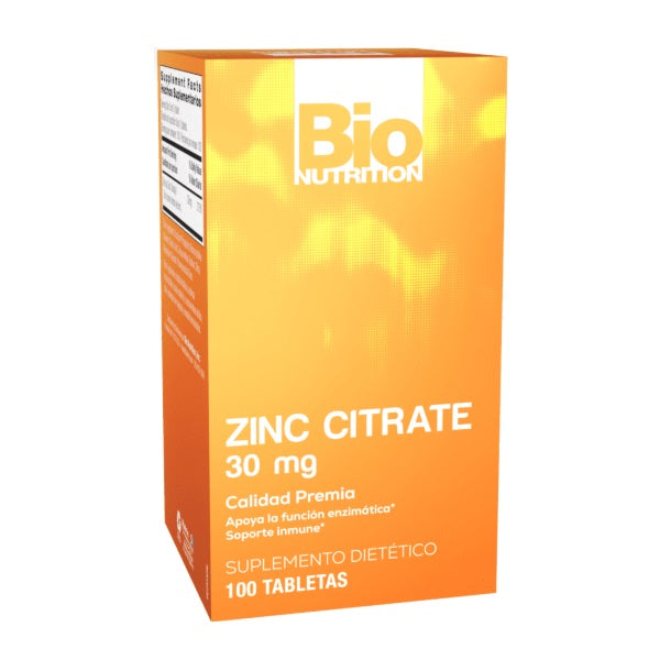 Citrato De Zinc 30 Mg, (100 Tabletas), Bio Nutrition