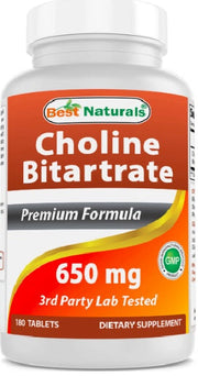 Bitartrato de colina 650 mg (180 comprimidos), Best Naturals