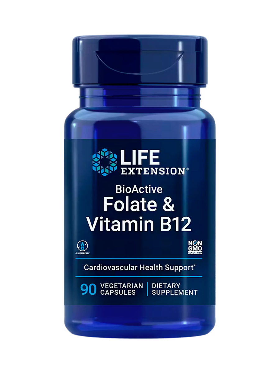 Folato bioactivo y vitamina B12 (90 vcaps) / BioActive Folate & Vitamin B12 (90 vcaps)