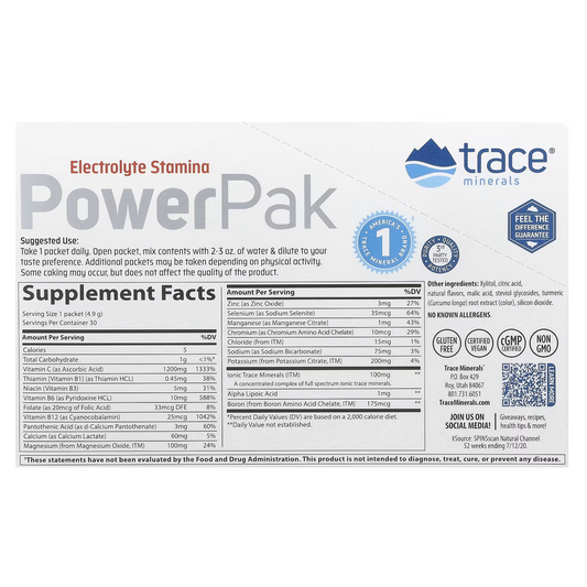 Electrolyte Stamina Power Pak 1200mg Vitamina C - Citrus (Sin Azúcar) (30 pack/0.18oz)
