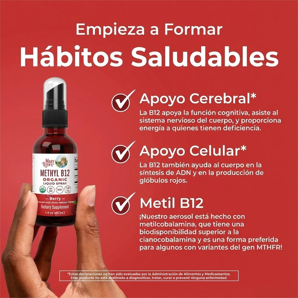 Spray orgánico de metilo B12 (30ml) / Vitamin B12 Spray, Berry, Org, (1oz)