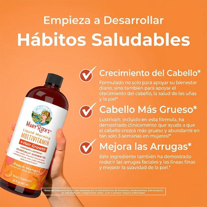 Multivitamínico Matutino + Crecimiento del Cabello (30 oz), Mary Ruth´s