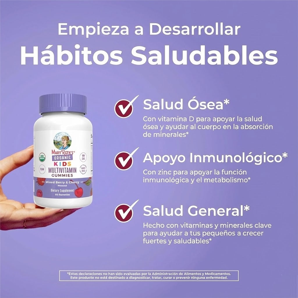 Gomitas multivitamínicas orgánicas para niños (60 gomitas) / Kids Multivitamin Gummies, Mixed Berry & Cherry, Org, 60 ct