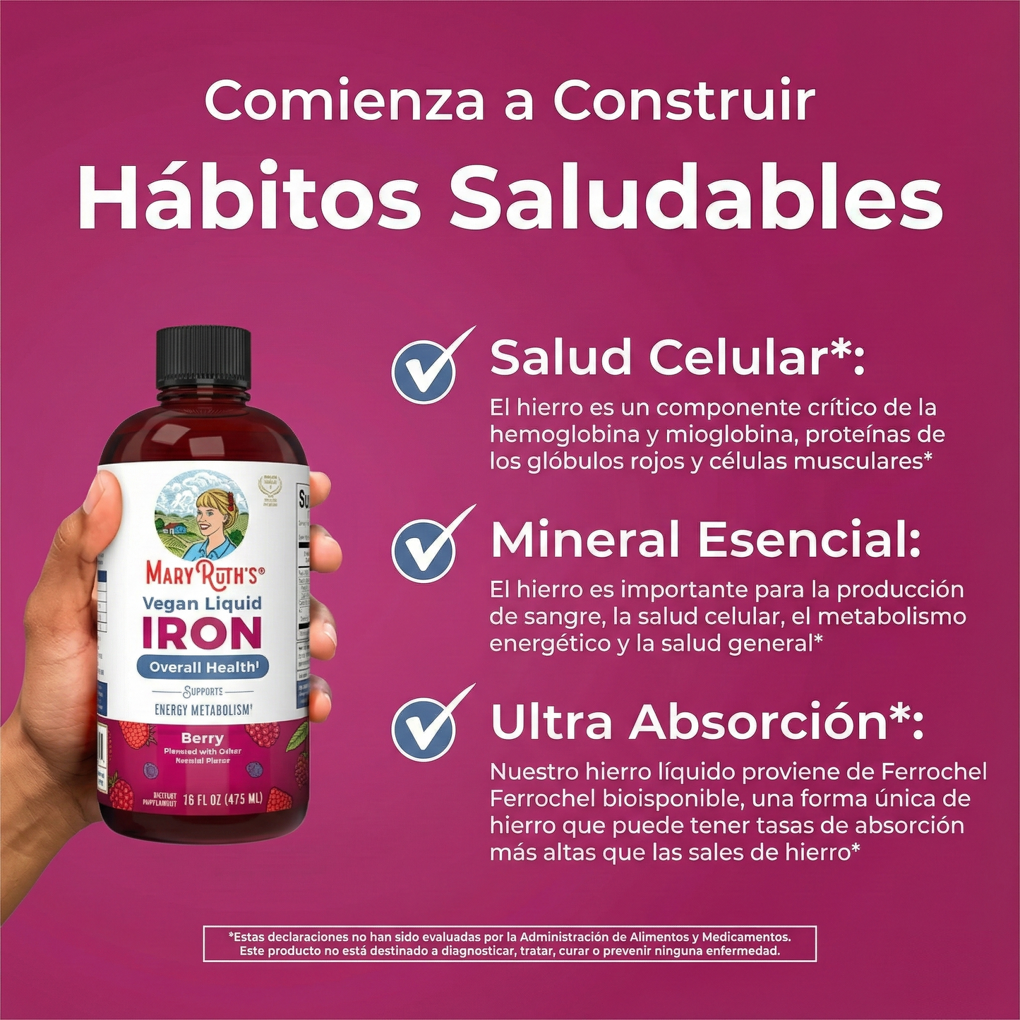 Hierro Líquido 450 ml /Liquid Iron Berry 16 oz
