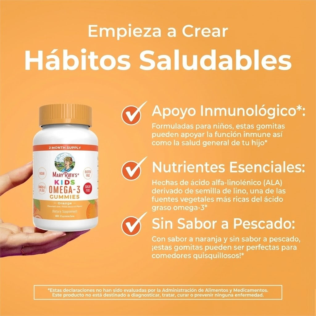 Gomitas veganas Omega-3 para niños (60gomitas) / Kids Omega 3 Gummies, Orange, 60 ct
