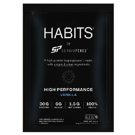 Proteina en Sobre para Alto Rendimiento, Vainilla CAJA (15 pak de 38.5 gr), Habits