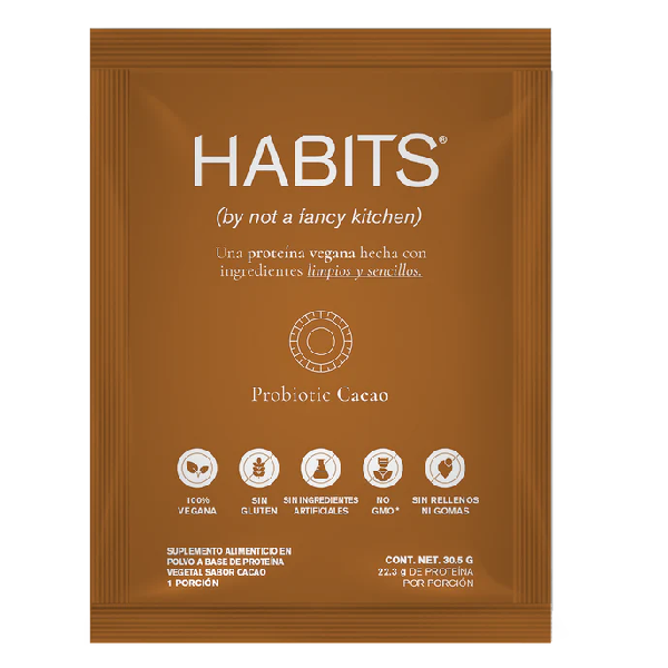 OFERTA 50% Proteina Probiotica, Cacao CAJA (16 pack de 30.5 gr), Habits