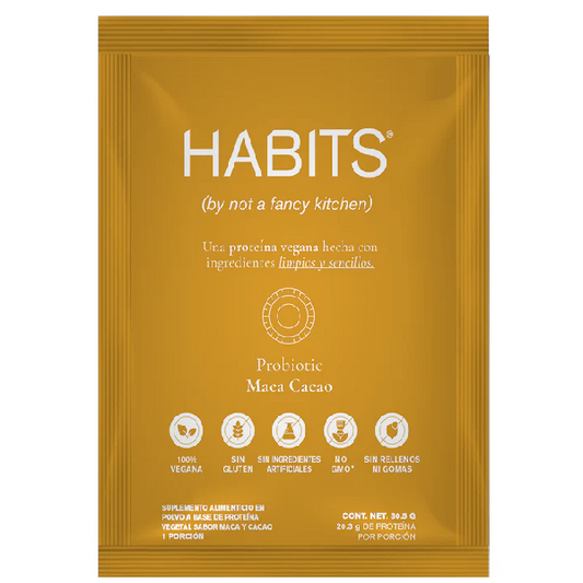 Proteina Probiotica, Maca Cacao CAJA (16 pack de 30.5 gr), Habits
