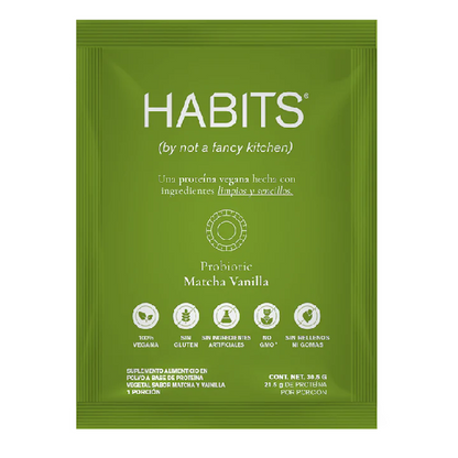 Proteina Probiotica, Matcha Vainilla CAJA (16 pack de 30.5 gr), Habits
