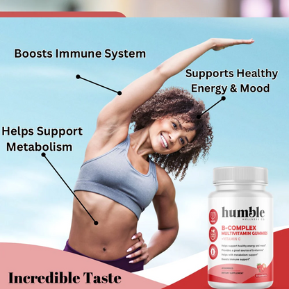 Gomitas Multivitamínicas de Complejo B + Vitamina C (60 gomitas)/B-Complex Multivitamin Gummies + Vitamin C