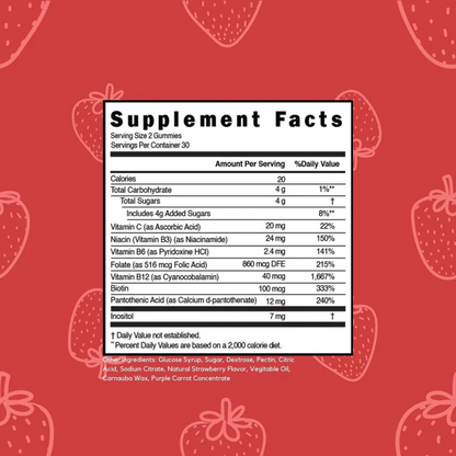Gomitas Multivitamínicas de Complejo B + Vitamina C (60 gomitas)/B-Complex Multivitamin Gummies + Vitamin C