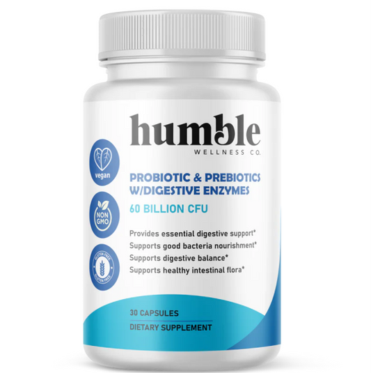 OFERTA 25% Probiotico 60 billions + Prebiotico de Maxima Fuerza con Enzimas Digestivas 10 cepas (30 caps), Humble