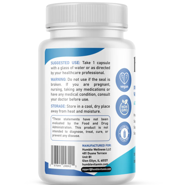 OFERTA 25% Probiotico 60 billions + Prebiotico de Maxima Fuerza con Enzimas Digestivas 10 cepas (30 caps), Humble
