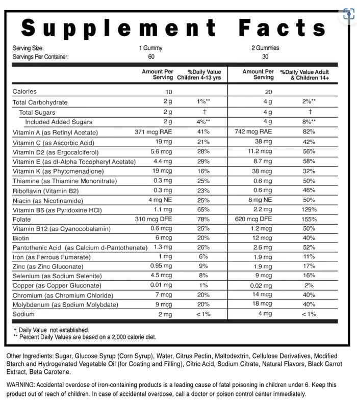 Better Bears Kids Mega Multivitamínico (60 gomitas)/ Better Bears Kids Mega Multivitamin Gummies