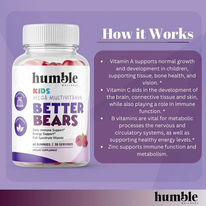 Better Bears Kids Mega Multivitamínico (60 gomitas)/ Better Bears Kids Mega Multivitamin Gummies