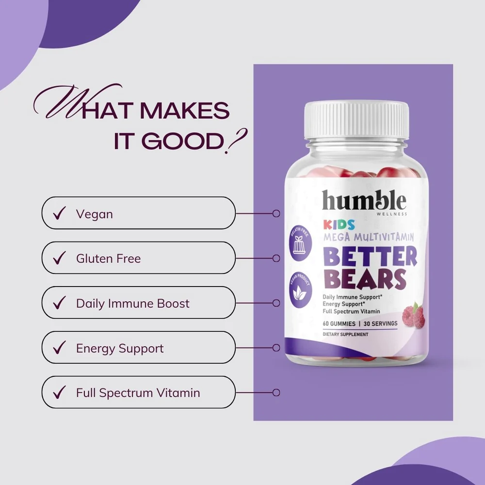 Better Bears Kids Mega Multivitamínico (60 gomitas)/ Better Bears Kids Mega Multivitamin Gummies