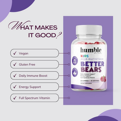 Better Bears Kids Mega Multivitamínico (60 gomitas)/ Better Bears Kids Mega Multivitamin Gummies