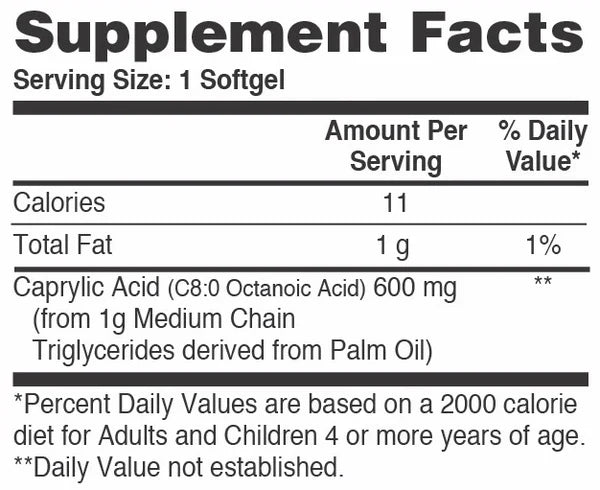 Ácido Caprílico 600 mg (100 caps), Health Thru Nutrition