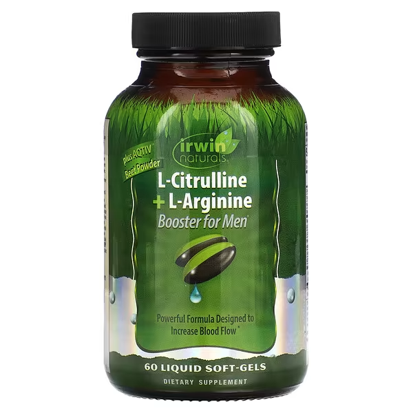 CC L-Citrulina + L-Arginina, Potenciador para Hombres (60 sotfgels), Irwin Naturals