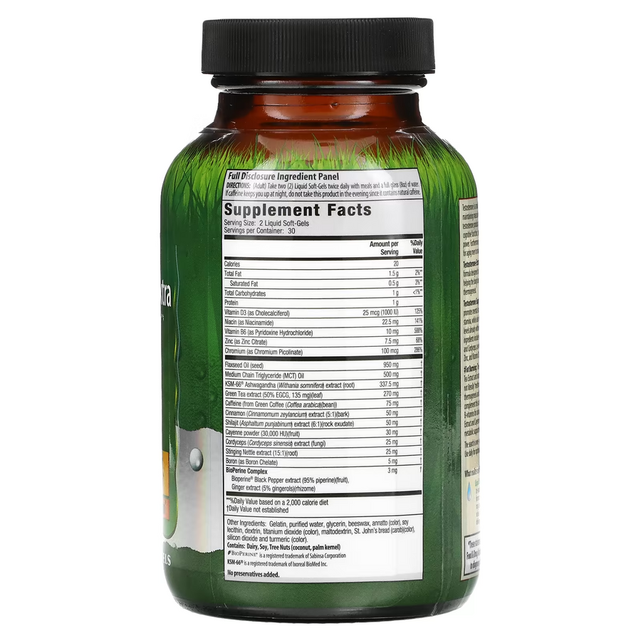 Potenciador de Testosterona & Quema de Grasas (60 softgels), Irwin Naturals