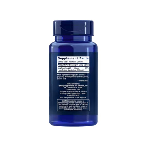 Proteína de hierro plus 300 mg, (100 cápsulas vegetarianas) , Life Extension