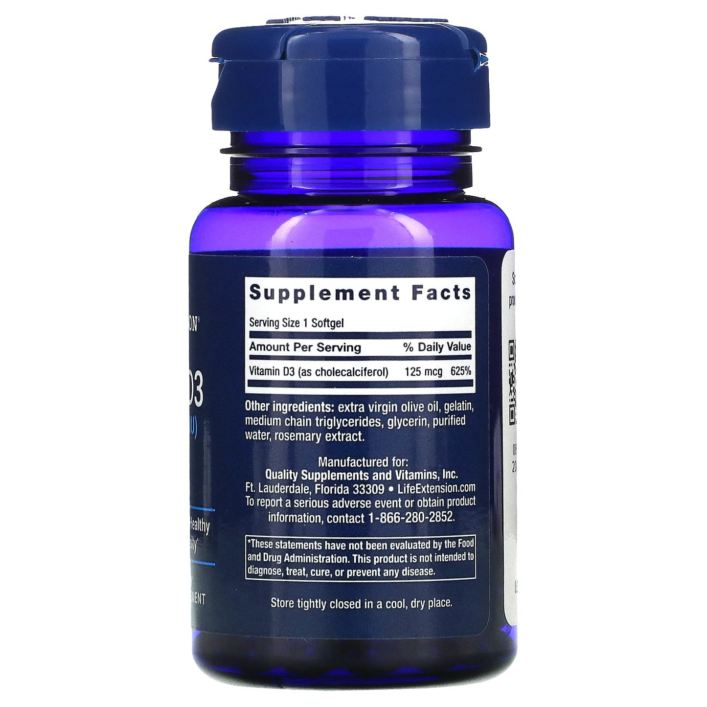 Vitamina D3, 125 mcg (5000 UI), 60 cápsulas blandas / Vitamin D3 125 mcg (5000 IU), 60 softgels