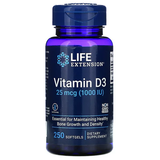 Vitamina D3 25 mcg (1000 UI), 250 cápsulas blandas / Vitamin D3 25 mcg (1000 IU), 250 softgels