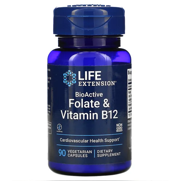 Folato bioactivo y vitamina B12 (90 vcaps) / BioActive Folate & Vitamin B12 (90 vcaps)