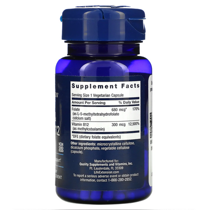 Folato bioactivo y vitamina B12 (90 vcaps) / BioActive Folate & Vitamin B12 (90 vcaps)