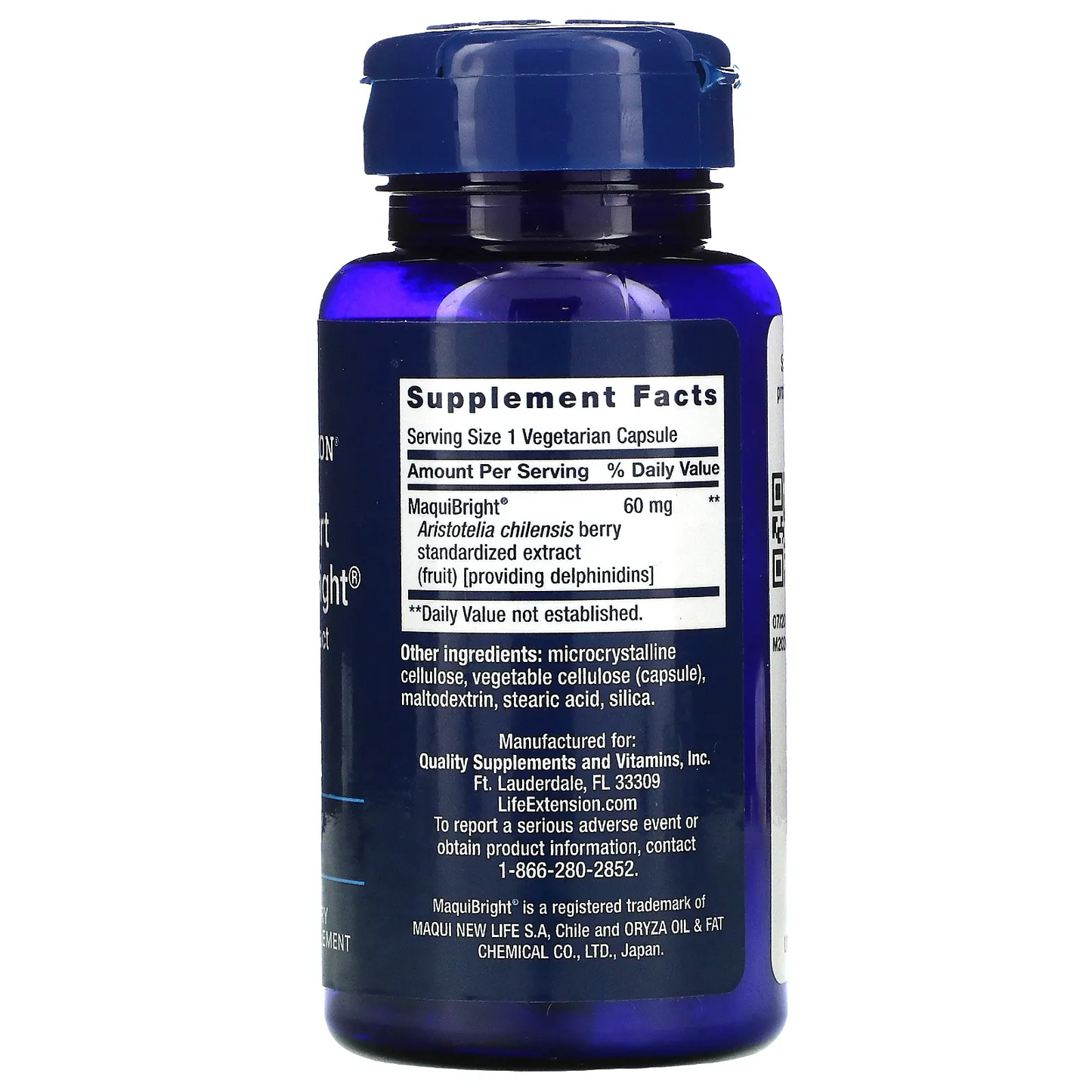 Bayas de Maqui extracto con MaquiBright, soporte para lagrimeo de ojos 60 mg, (30 vcaps) / Tear Support with MaquiBright 60 mg, (30 vcaps)