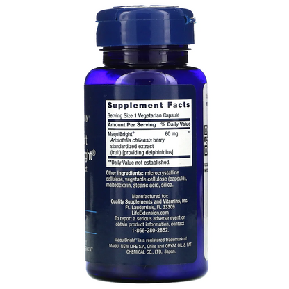 Bayas de Maqui extracto con MaquiBright, soporte para lagrimeo de ojos 60 mg, (30 vcaps) / Tear Support with MaquiBright 60 mg, (30 vcaps)