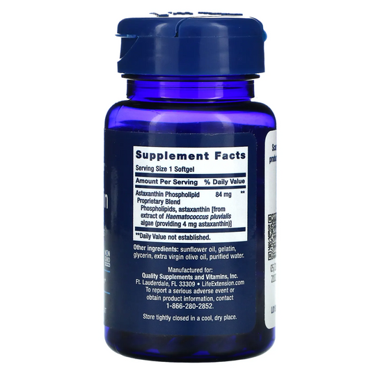 Astaxantina con Fosfolípidos 4 mg (30 capsulas blandas) / Astaxanthin with Phospholipids 4mg (30 softgels)