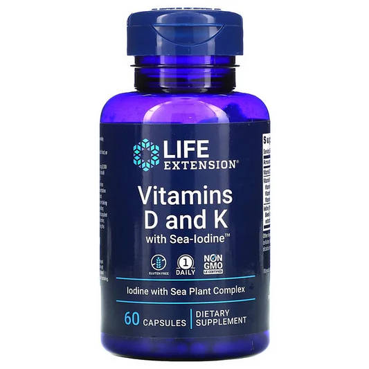 Vitaminas D y K con Sea-Iodine™ (60 caps)