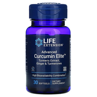 Extracto avanzado de cúrcuma Curcumin Elite, jengibre y turmeronas (30 capsulas blandas) /Advanced Curcumin Elite Turmeric Extract, Ginger & Turmerones (30 softgels)