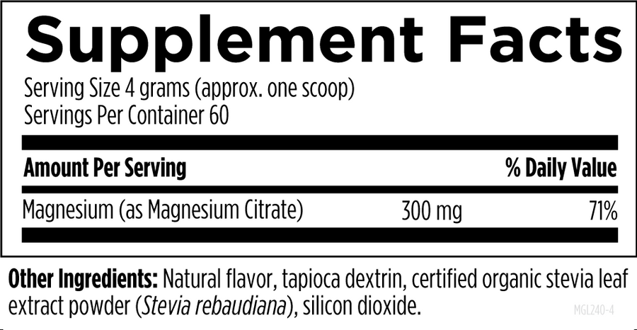 Citrato de Magnesio en Polvo 300 mg (8.5 oz /240 gr), Designs for Health