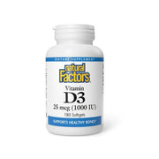 Vitamina D3 25 mcg (1,000 IU) 180 sg, Natural Factors